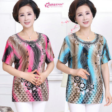 【無2018春夏女裝t恤新款大碼中老年女裝短款印花t恤地攤貨源批發08】深圳市寶安區石巖藍灣嘉繡服裝批發商行 - 產品庫